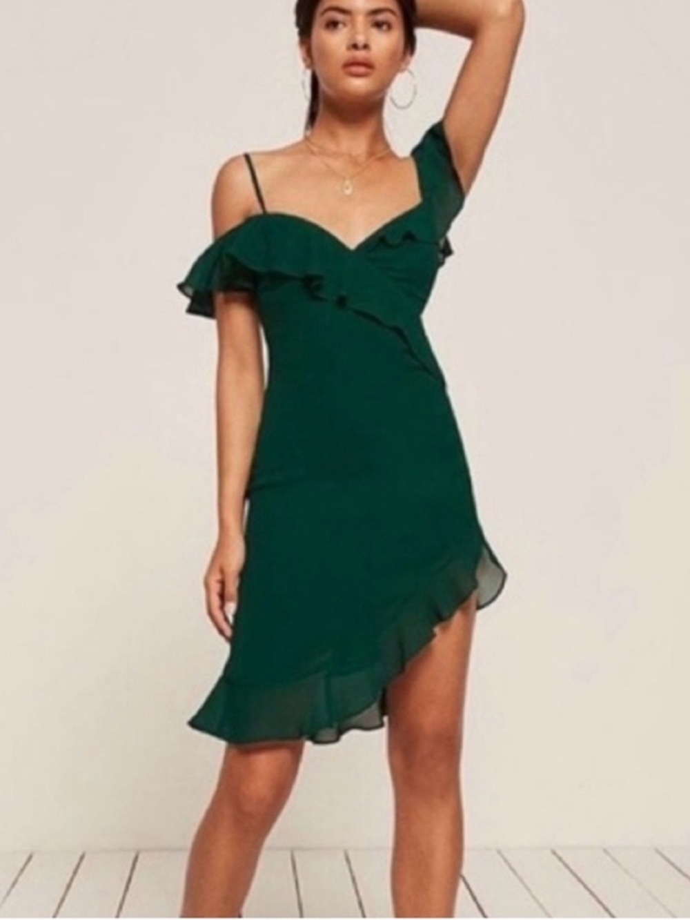 Reformation Adora Green Ruffle Dress - Picture 8 of 8